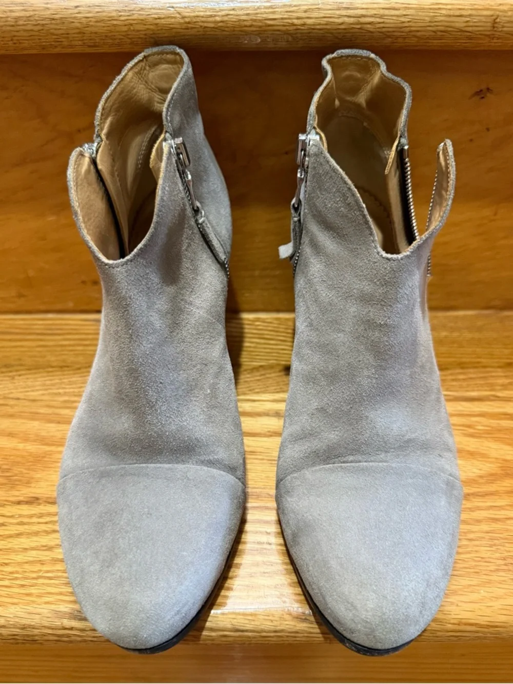 Rag & Bone Margot Gray Suede Ankle Booties with Block Heel Size 39.5